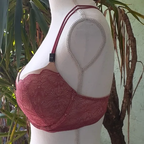 Victorias Secret Tan Red Push Up Bra