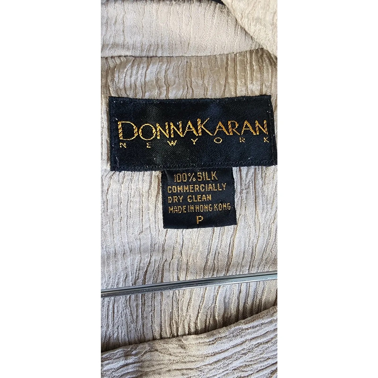 Vintage 80s 90s DONNA KARAN Pant Suit Beige Silk