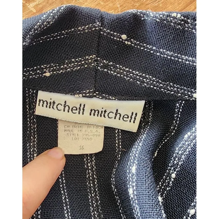 Vintage 80s Blazer Black Pinstripe Print by Mitchell