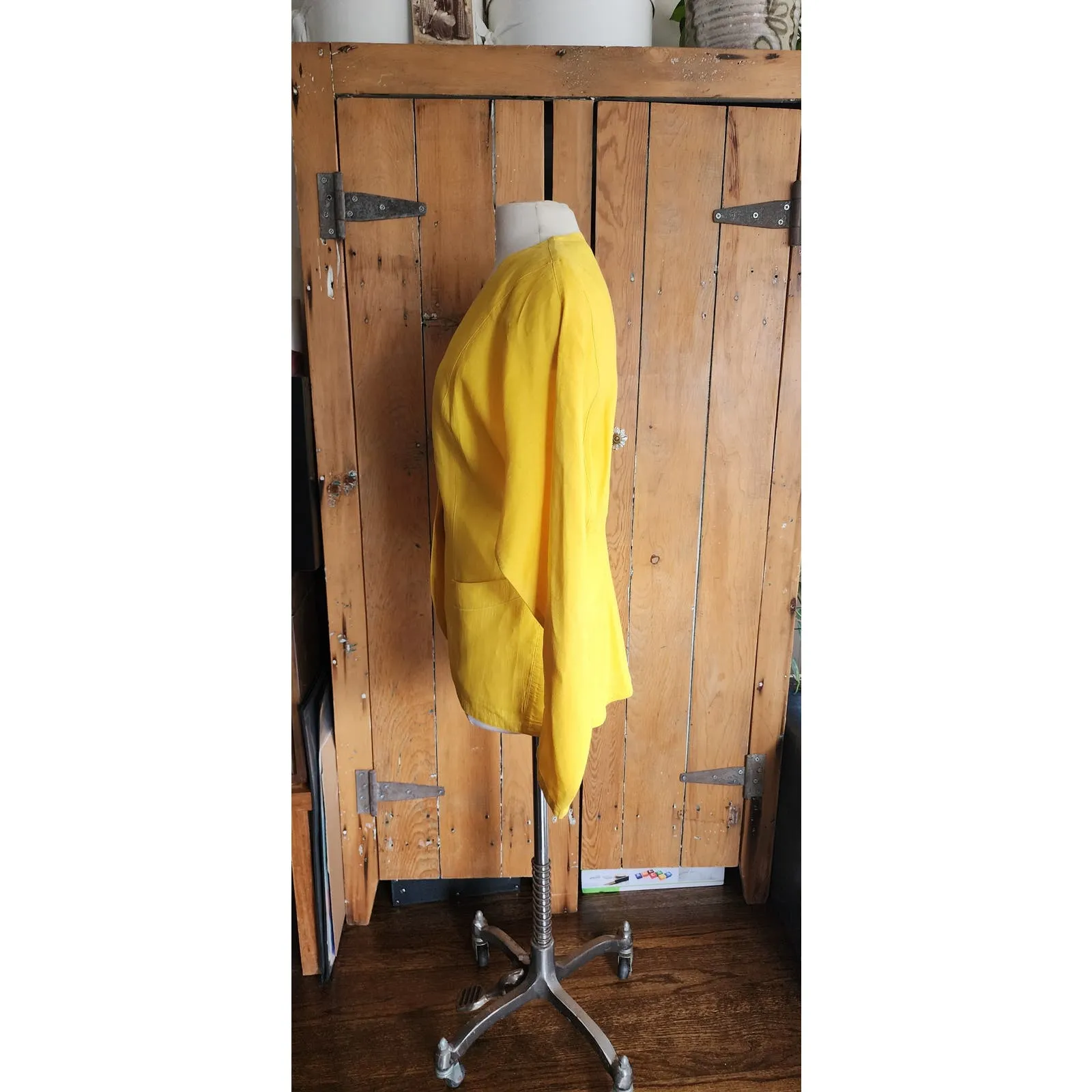Vintage 80s Versace Blazer Yellow Linen