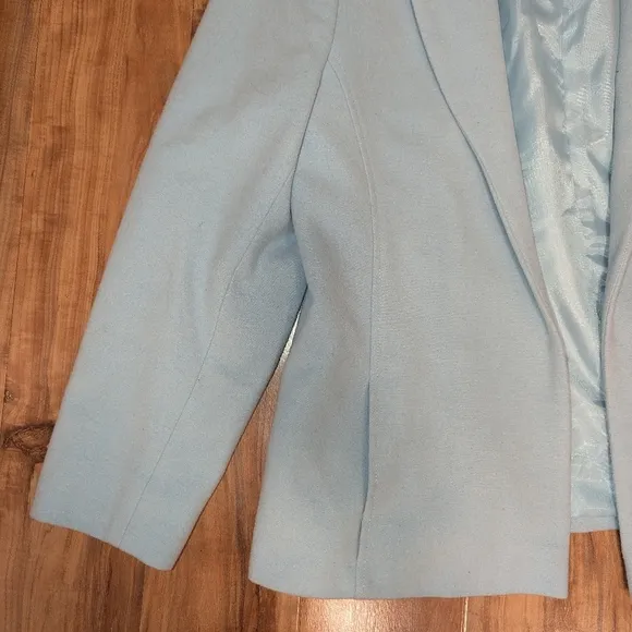 Vintage Dialogue Wool Cashmere Blend Blue Open Blazer Overcoat Women's Size 10