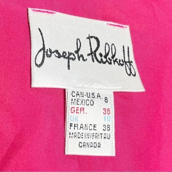 Vintage Joseph Ribkoff Satin Metallic Hot Pink Blazer Artsy Wild Funky Statement