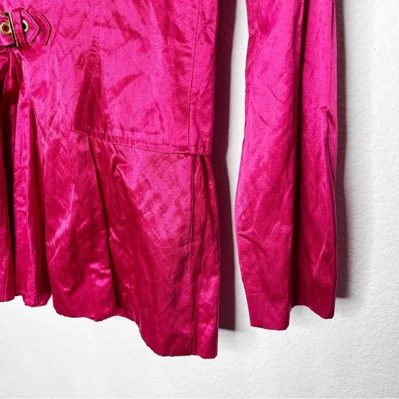 Vintage Joseph Ribkoff Satin Metallic Hot Pink Blazer Artsy Wild Funky Statement