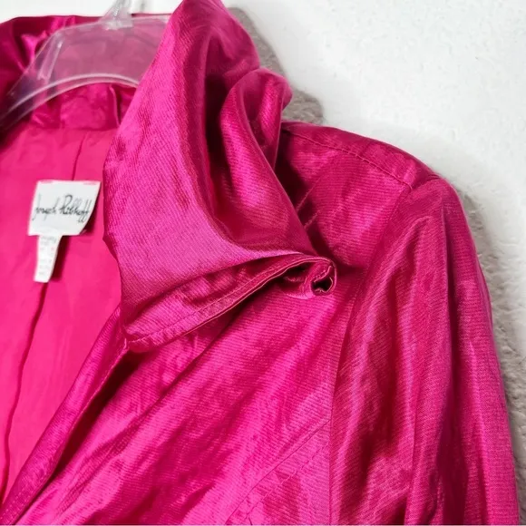 Vintage Joseph Ribkoff Satin Metallic Hot Pink Blazer Artsy Wild Funky Statement