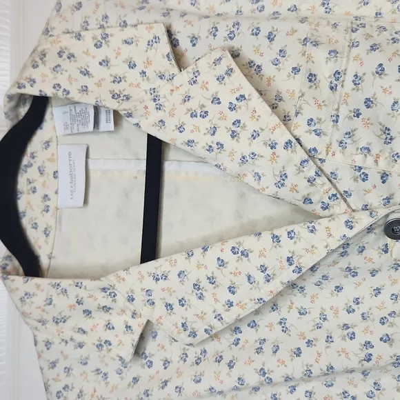 Vintage Liz Claiborne LizWear Jeans Women's Cream Cotton  Floral Blazer Size L