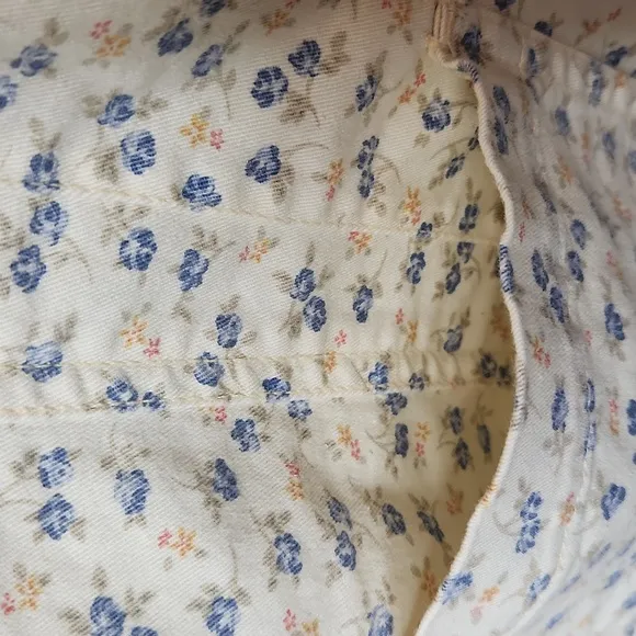 Vintage Liz Claiborne LizWear Jeans Women's Cream Cotton  Floral Blazer Size L