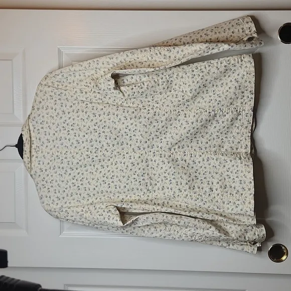 Vintage Liz Claiborne LizWear Jeans Women's Cream Cotton  Floral Blazer Size L