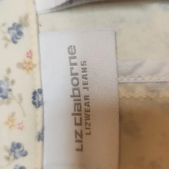 Vintage Liz Claiborne LizWear Jeans Women's Cream Cotton  Floral Blazer Size L
