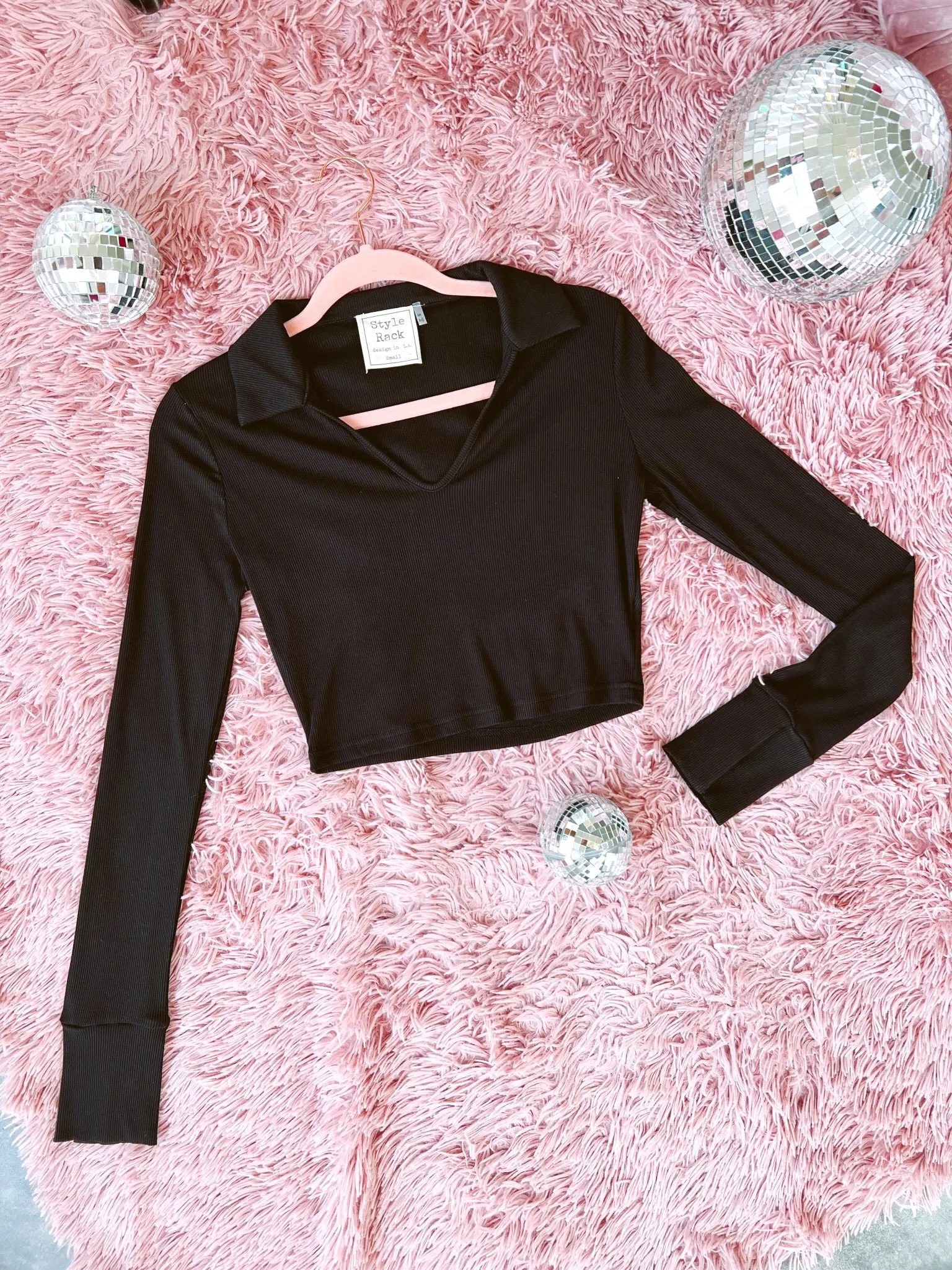 Waterloo Collared Crop Top - Black