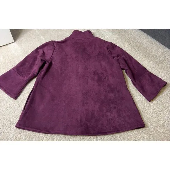 WEAVZ blazer Jacket Purple Button Closure Sz M Pockets Velvet Suede Feel Career