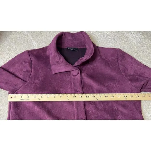 WEAVZ blazer Jacket Purple Button Closure Sz M Pockets Velvet Suede Feel Career