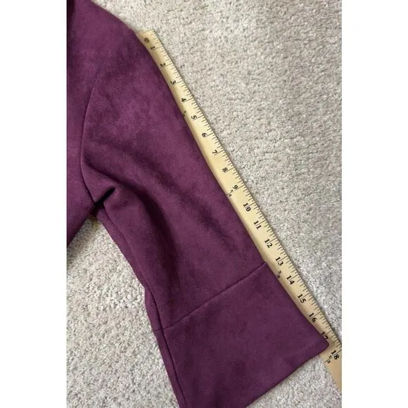 WEAVZ blazer Jacket Purple Button Closure Sz M Pockets Velvet Suede Feel Career