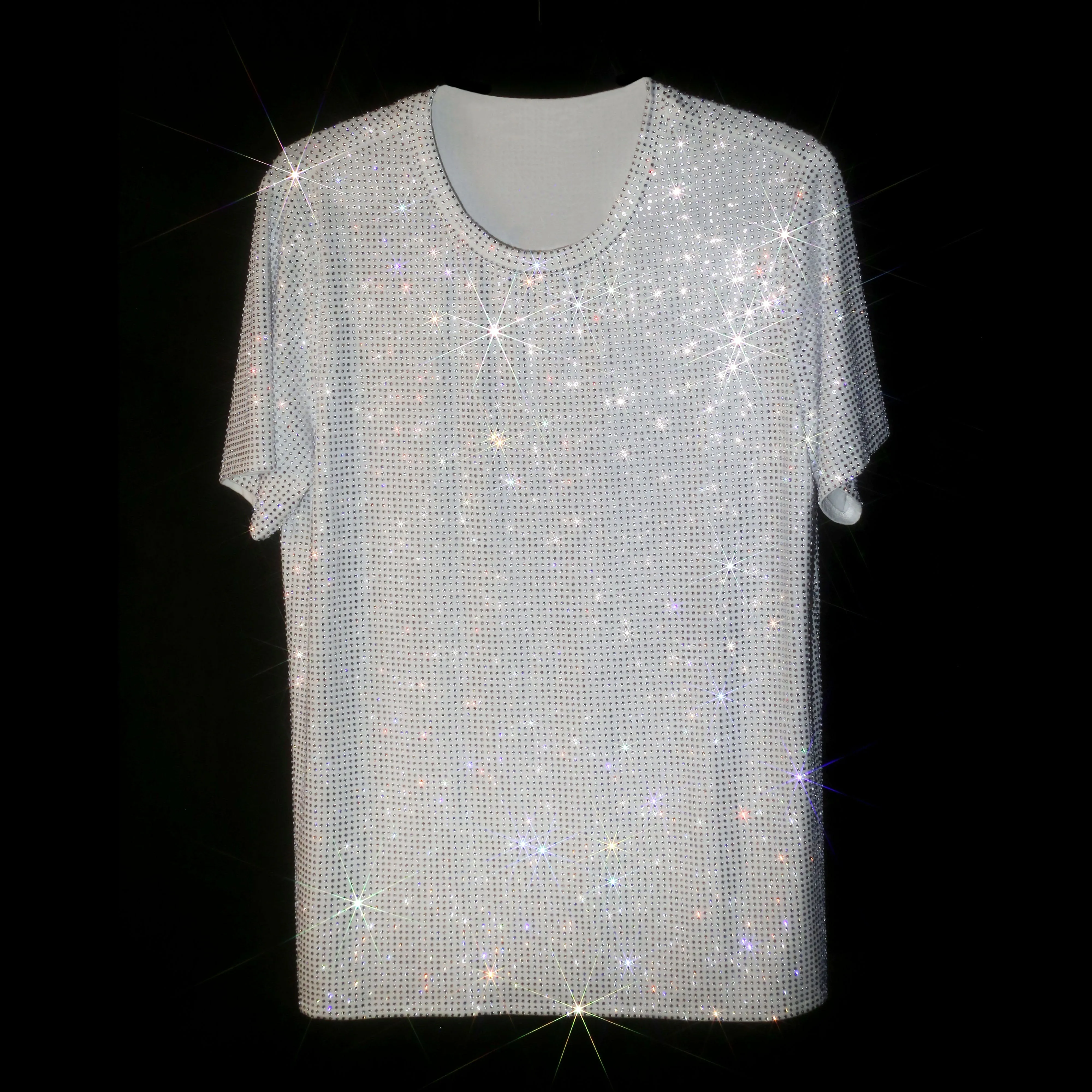 WHITE   CLEAR CRYSTALLIZED UNISEX T-SHIRT
