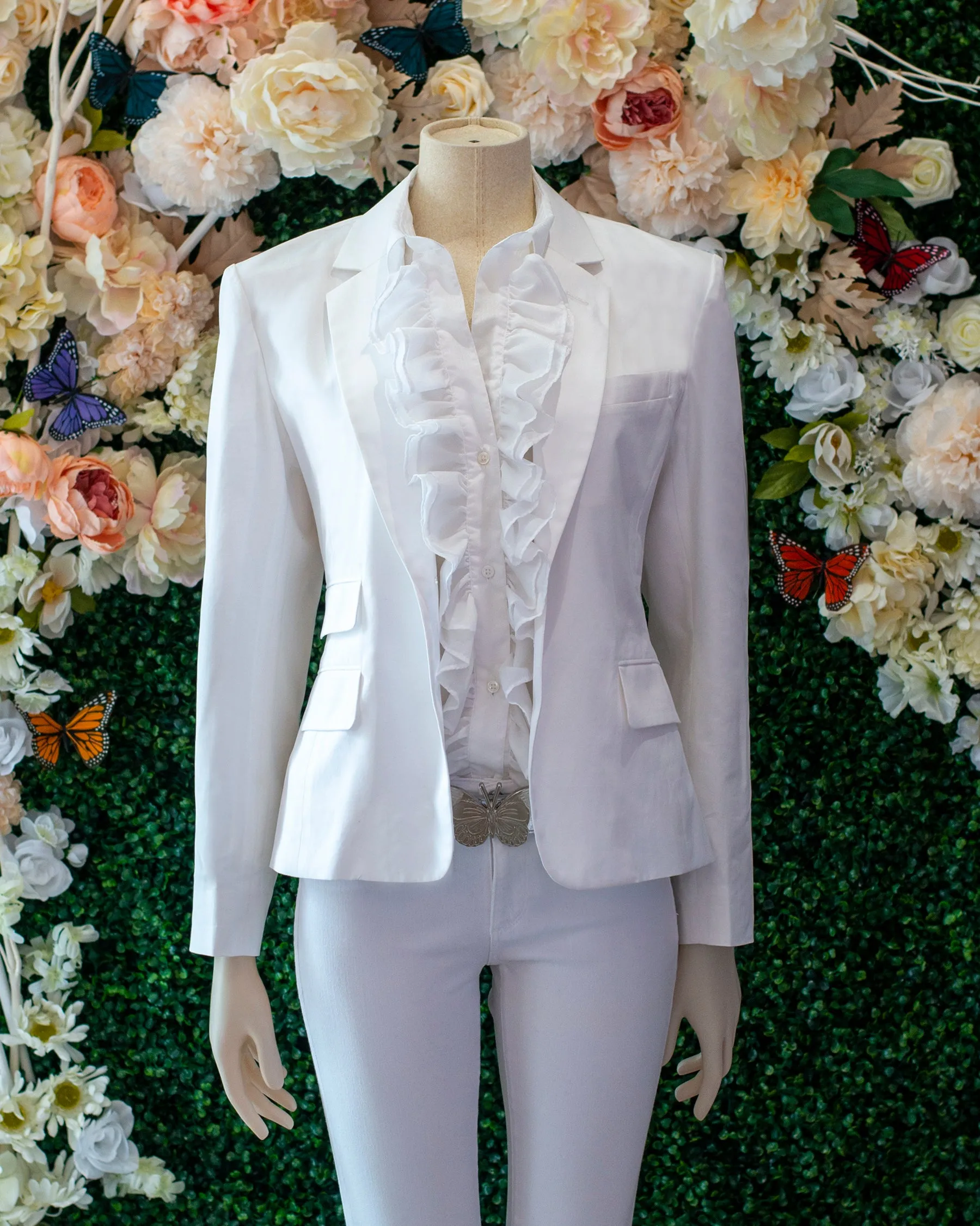 White Cotton Stretch Blazer