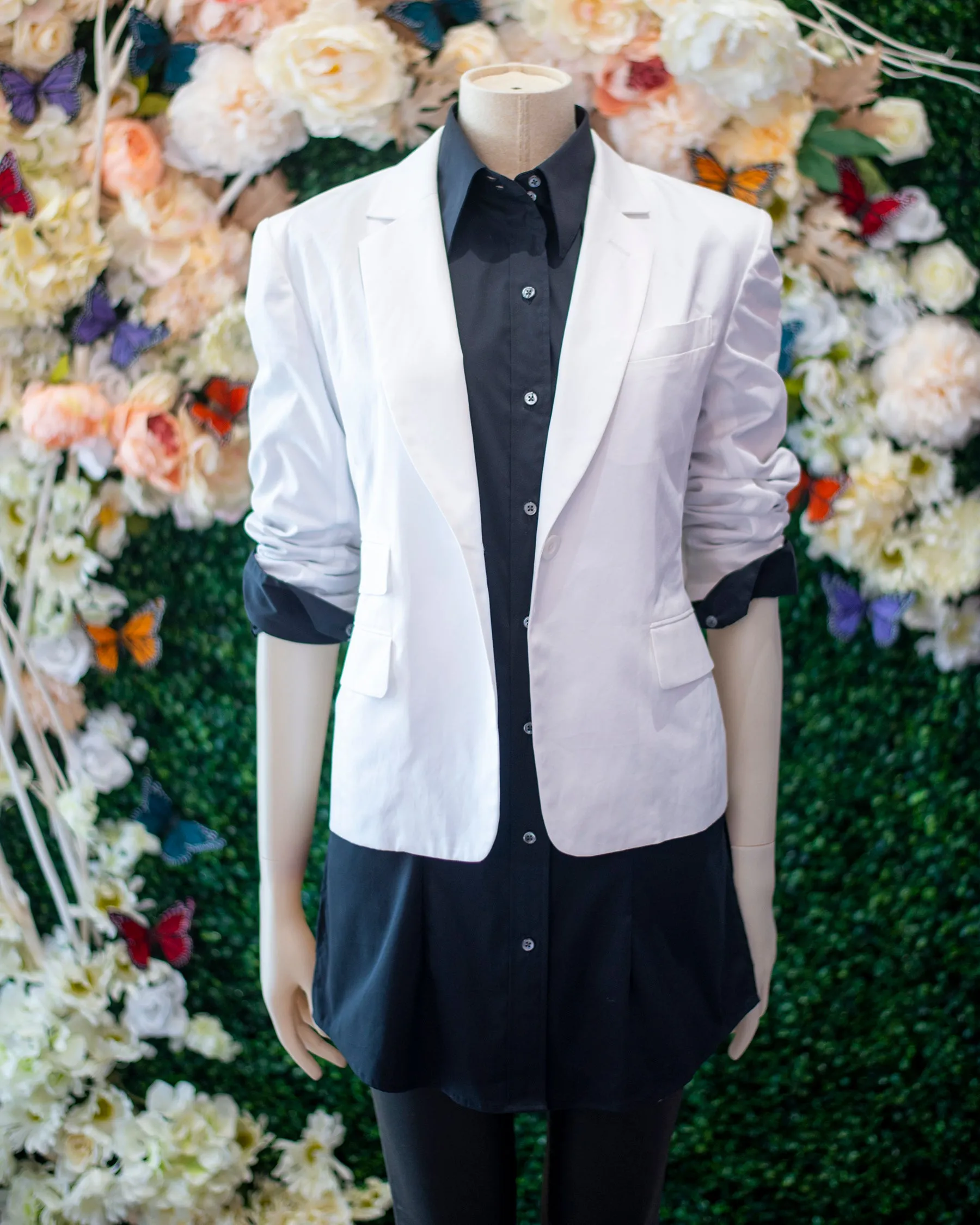White Cotton Stretch Blazer