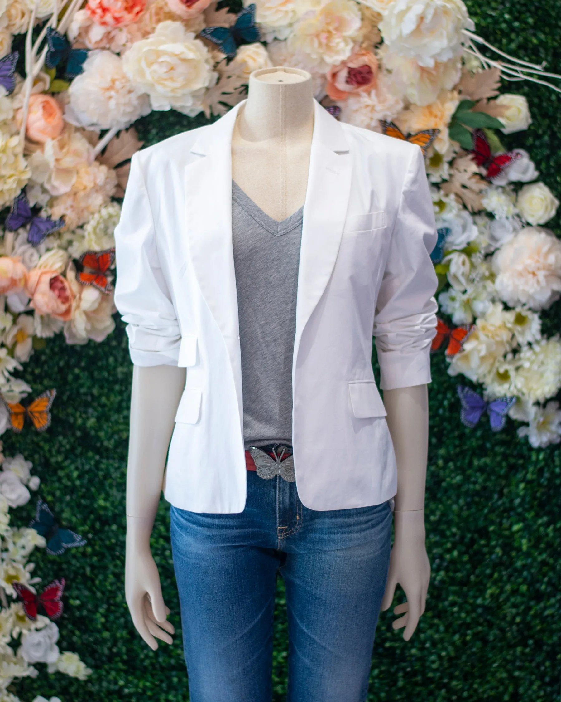 White Cotton Stretch Blazer