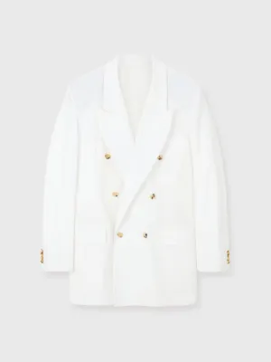 White Seersucker Avalon Double Breasted Blazer