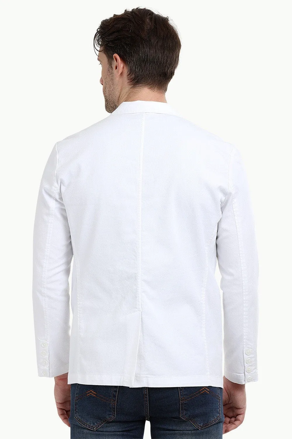 White Unlined Casual Blazer