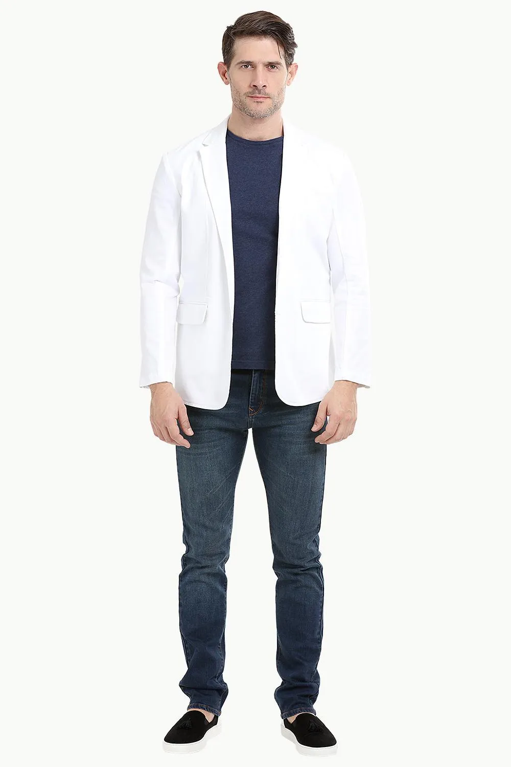 White Unlined Casual Blazer