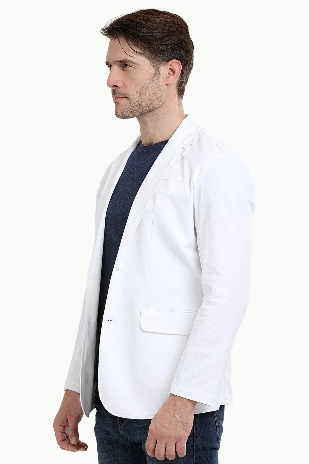White Unlined Casual Blazer
