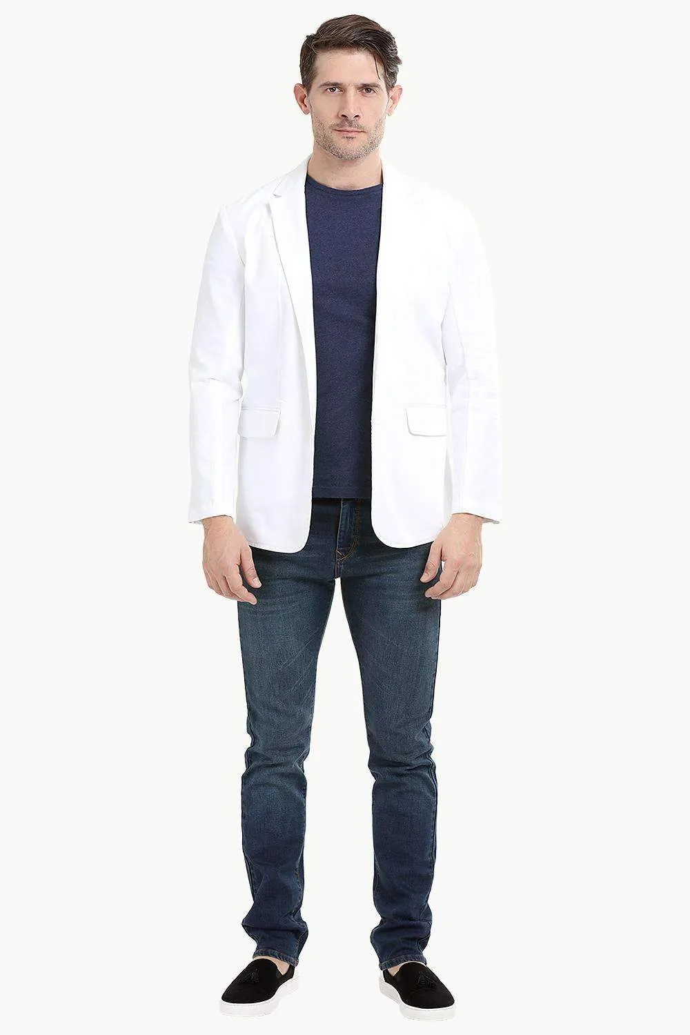 White Unlined Casual Blazer