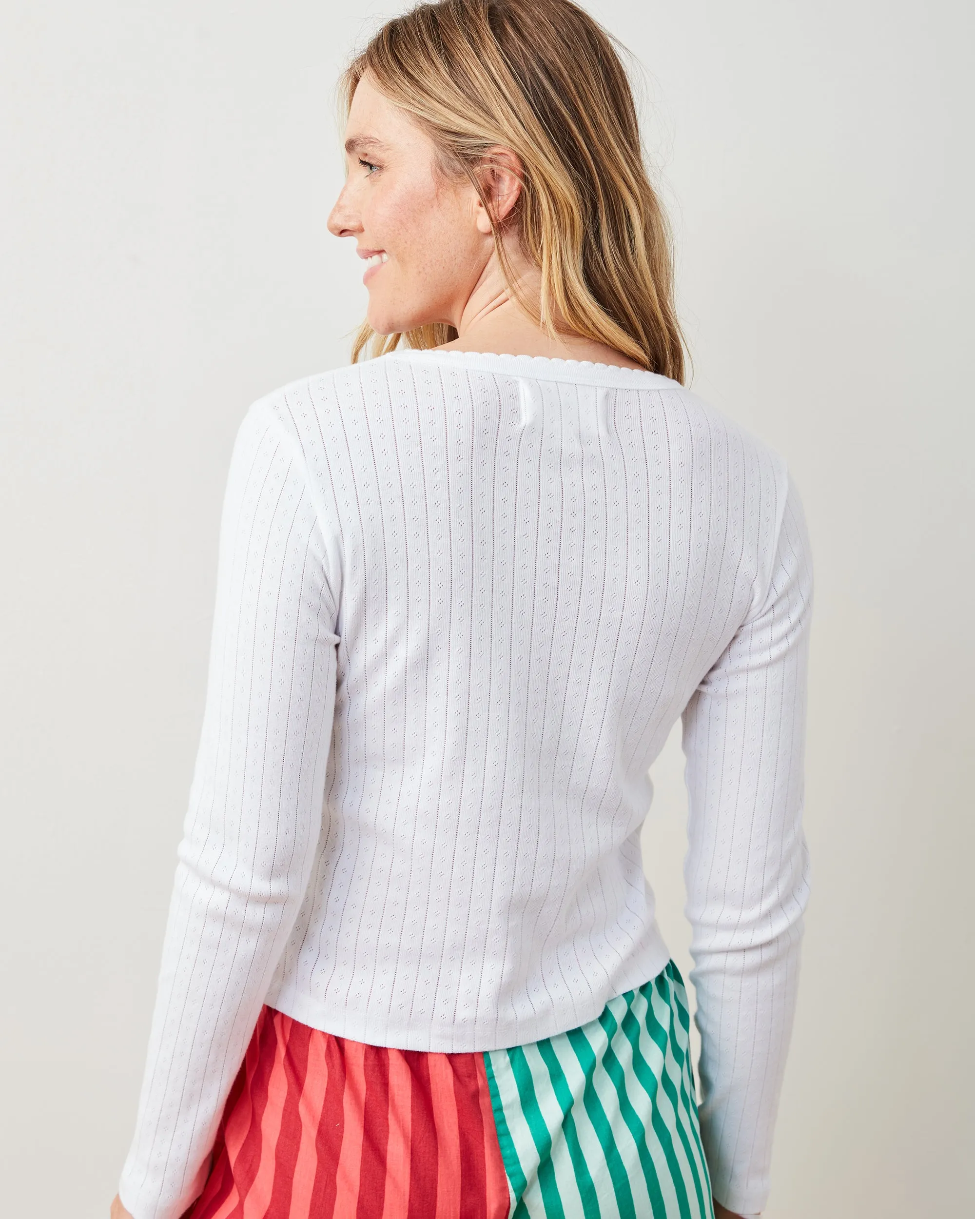 White/Cat Eye - 2-Pack Pointelle Long Sleeve - Shirt Bundle