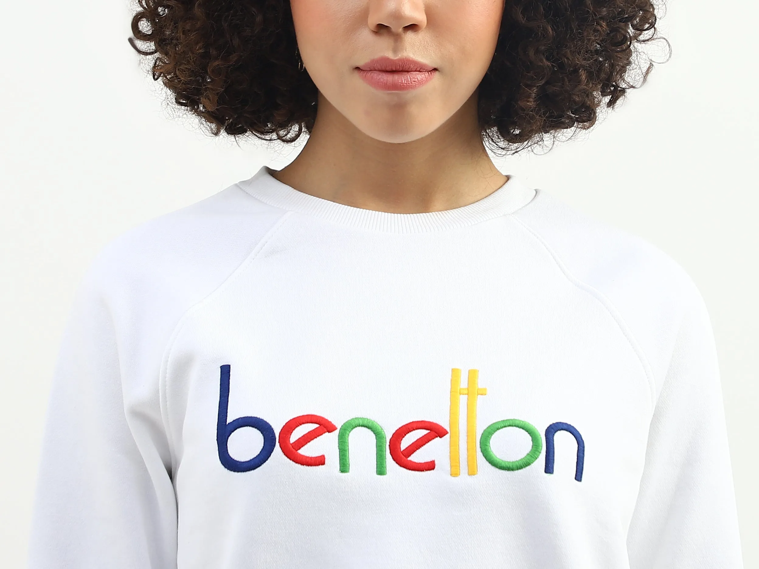 Women Embroidered Logo Round Neck Sweatshirt
