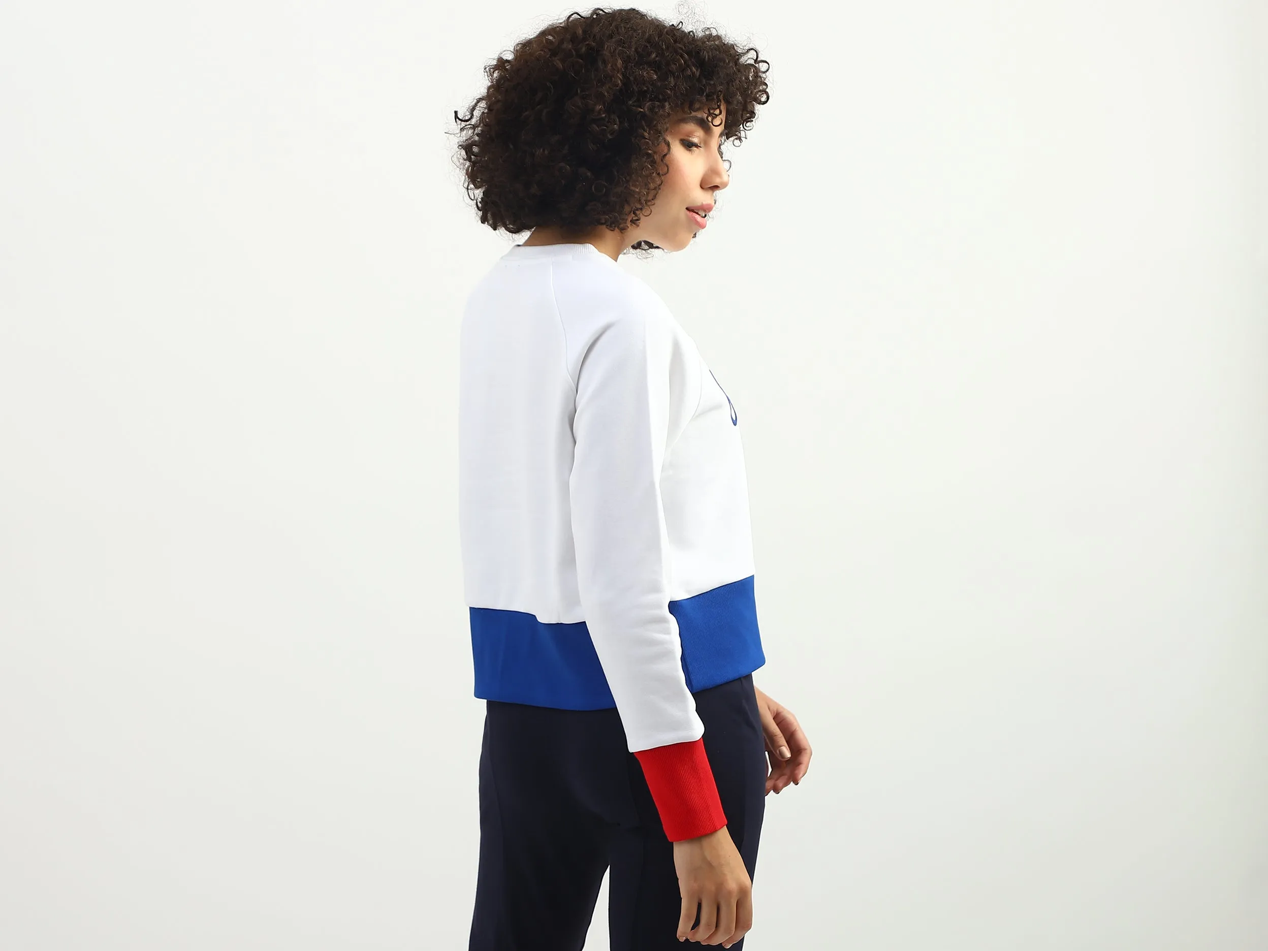 Women Embroidered Logo Round Neck Sweatshirt