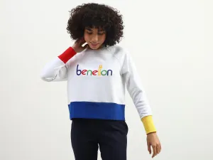 Women Embroidered Logo Round Neck Sweatshirt