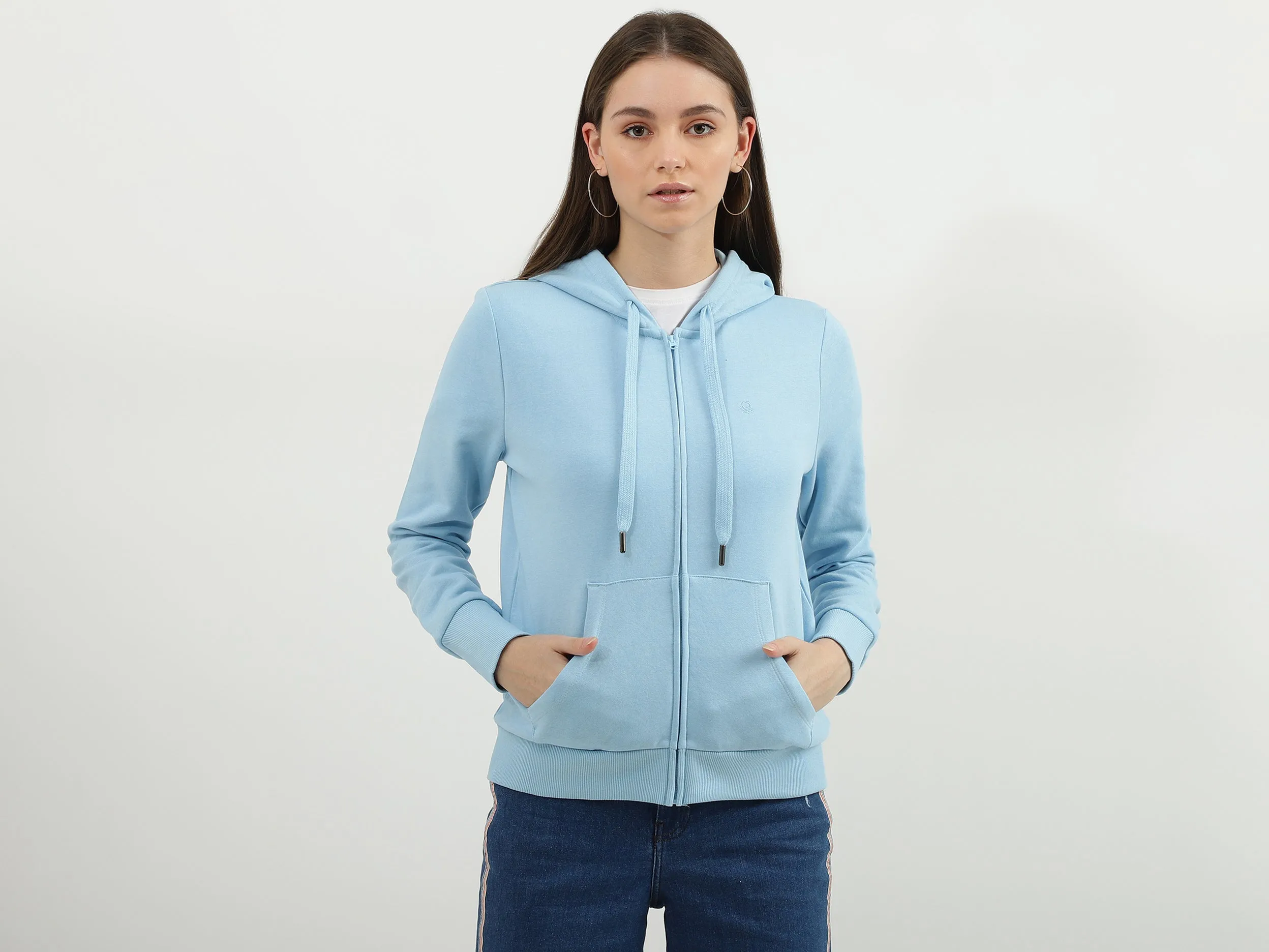 Women Solid Hooded Neck Sweatshirt
