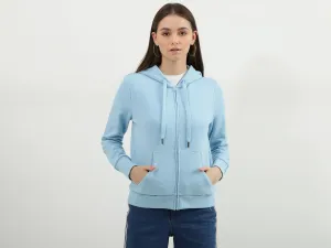 Women Solid Hooded Neck Sweatshirt