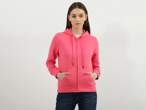 Women Solid Hooded Neck Sweatshirt