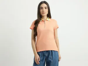 Women Solid Polo Collar T-shirt