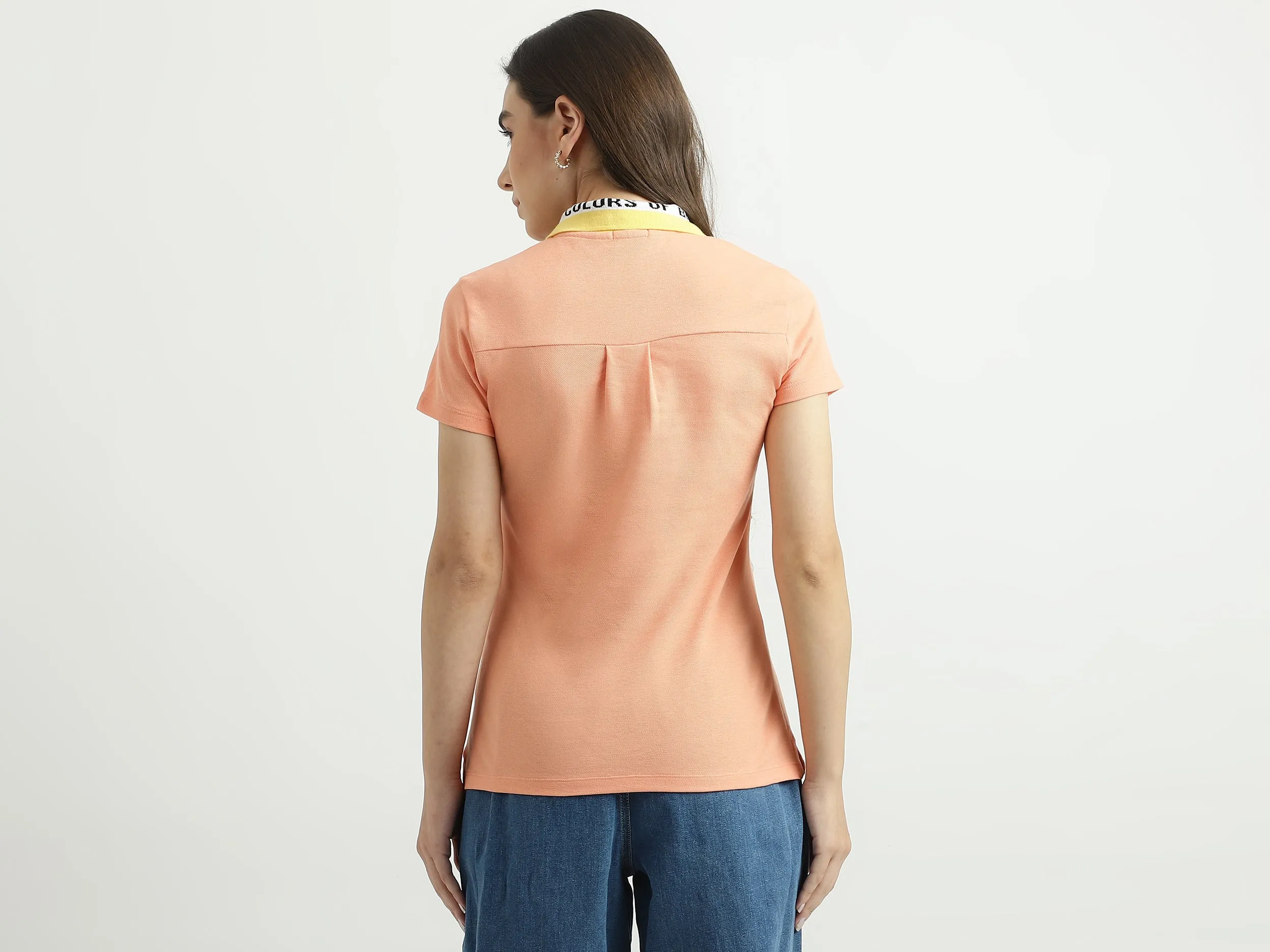 Women Solid Polo Collar T-shirt