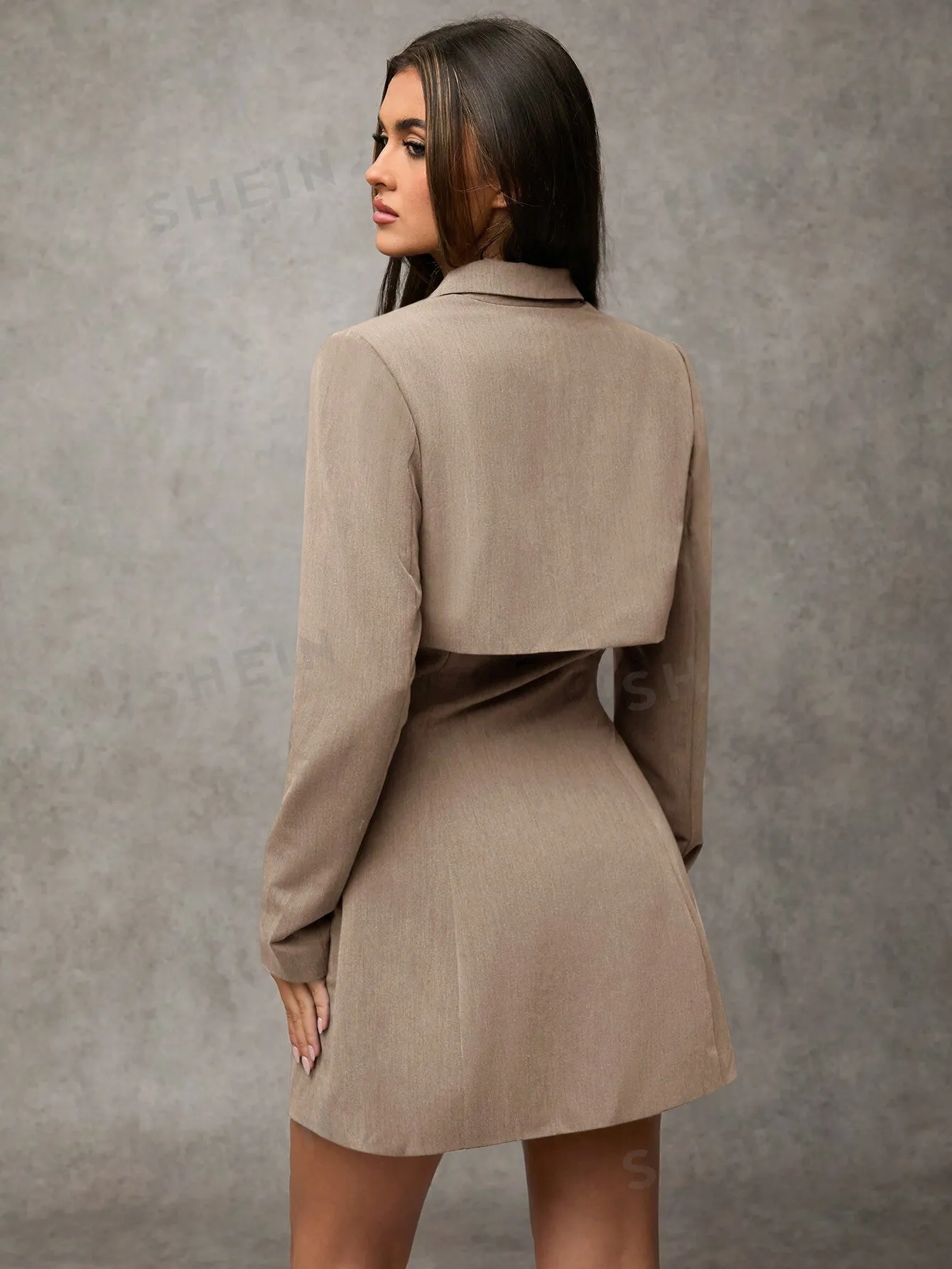 Women Spring And Autumn Casual Solid Color Lapel Wrap Blazer Dress Fall Women Clothes Winter Women Clothes Business Casual Women Business Women Clothes Office Wear Women Teacher Clothes