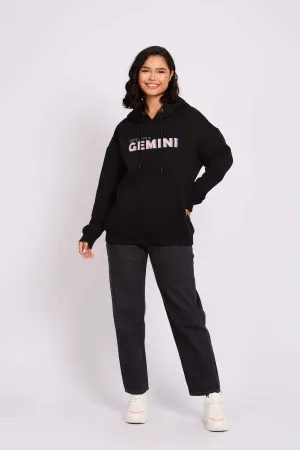 Women Sweat Shirt Loose Fit Hoodie Printed Black
