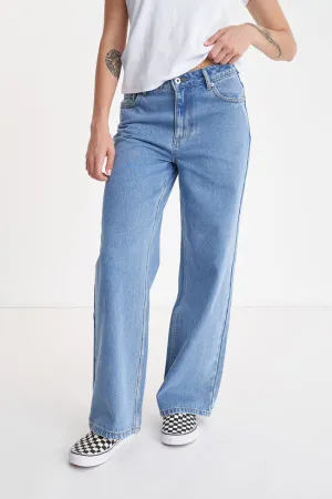 Womens Baggy Denim Jean | Mid Wash