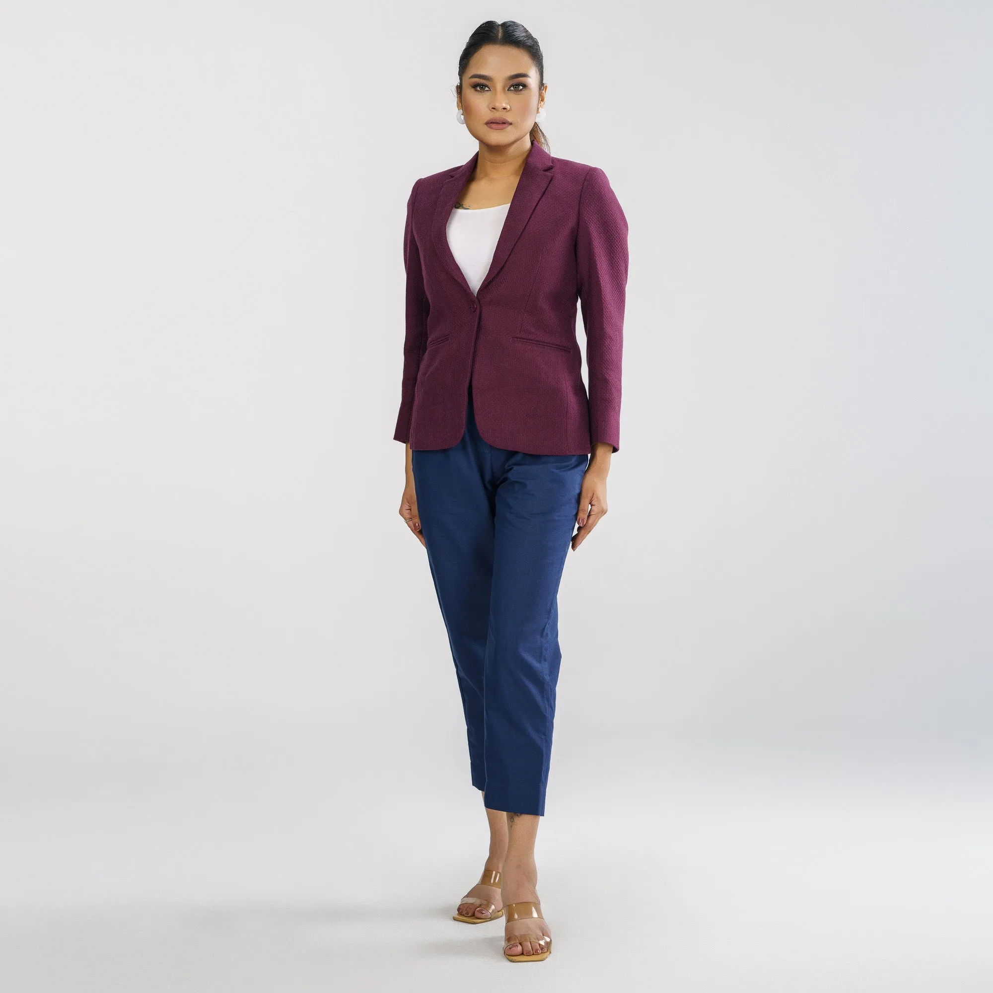 Womens Marron Slim Fit Blazer