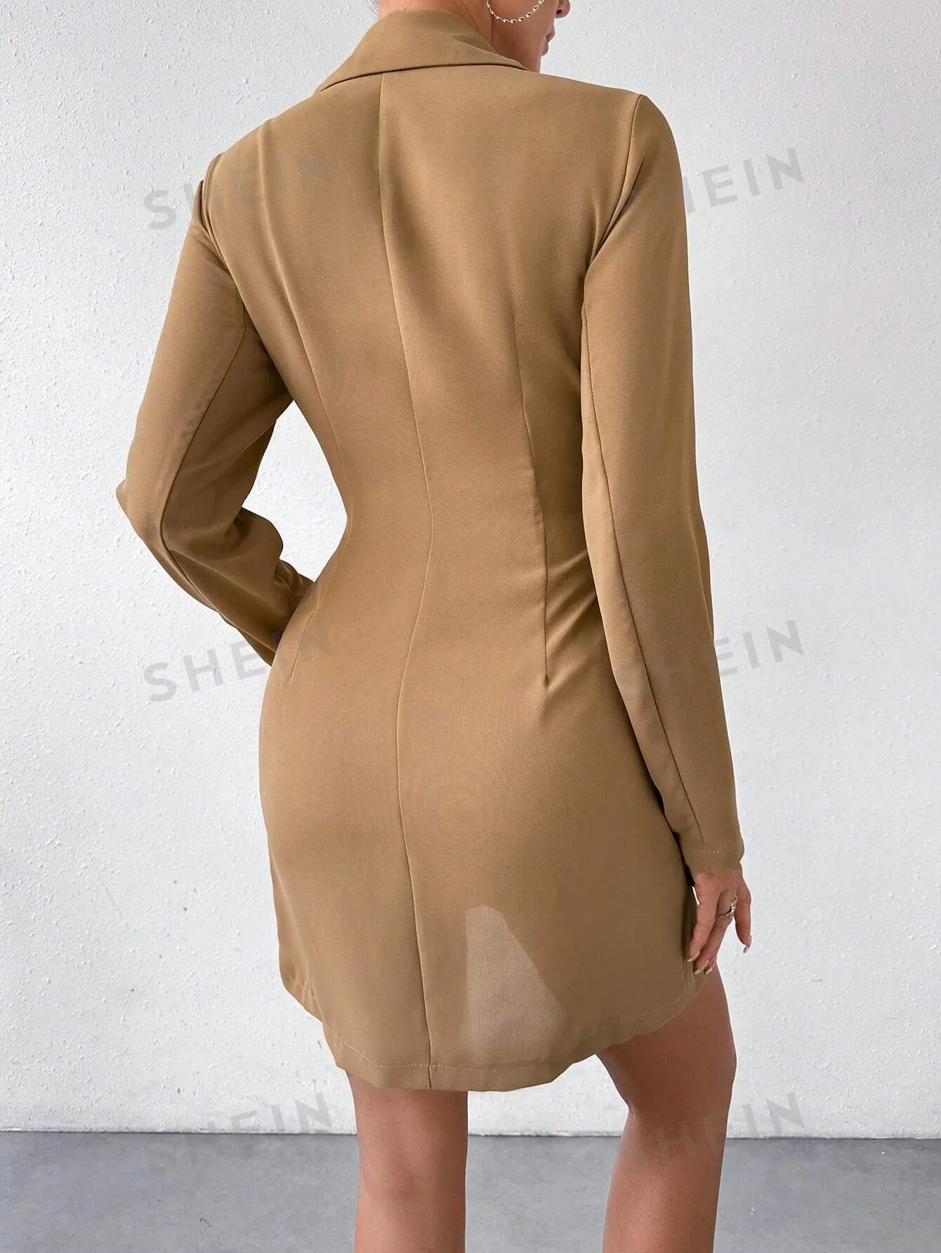 Women's Notched Lapel Single Breasted Pleated Blazer