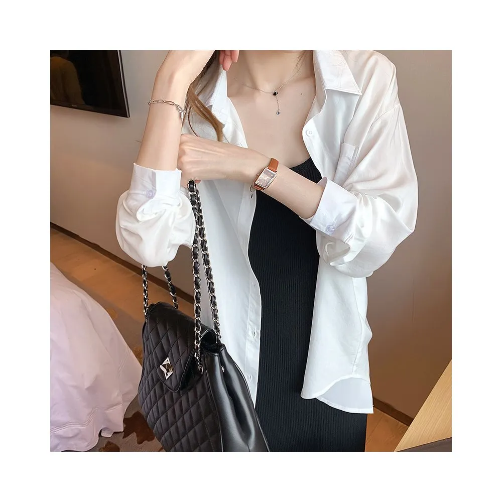 Women's Solid Color Loose Long Sleeve Blouse