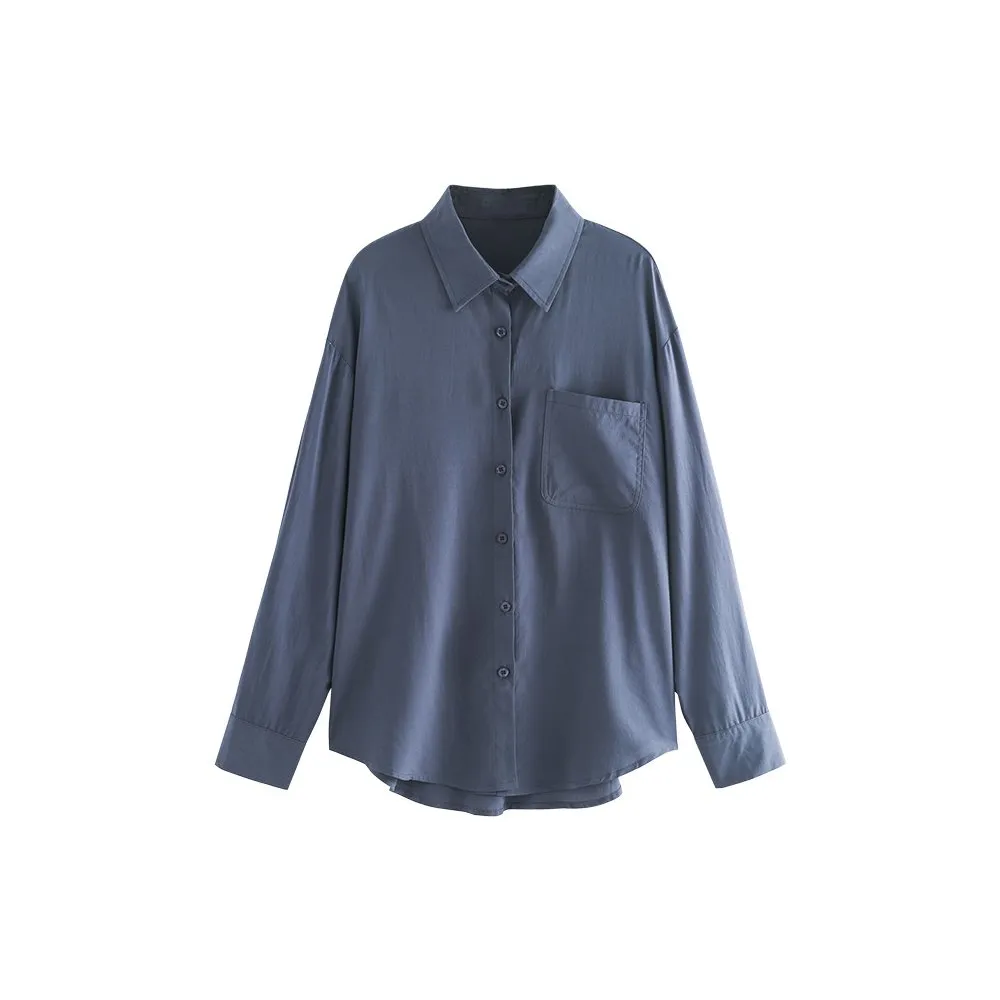 Women's Solid Color Loose Long Sleeve Blouse