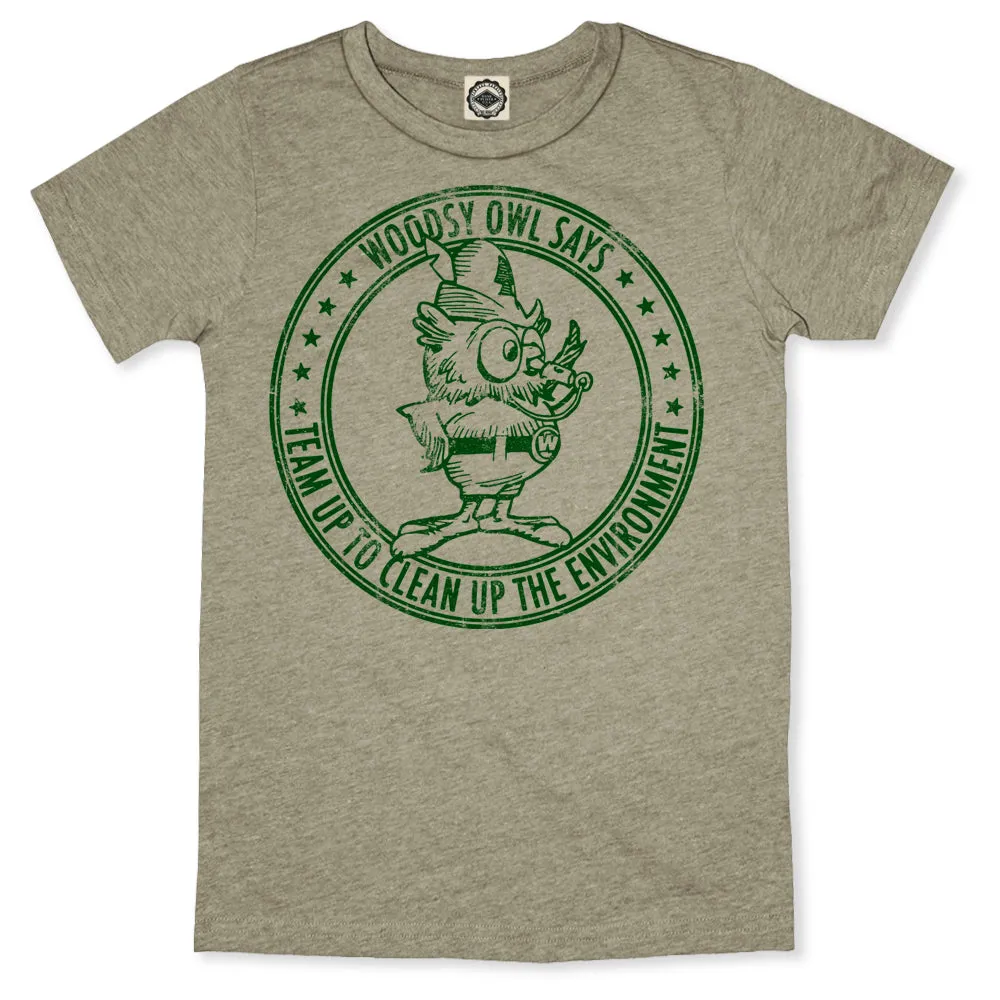 Woodsy Owl "Team Up To Clean Up" Kid's Tee