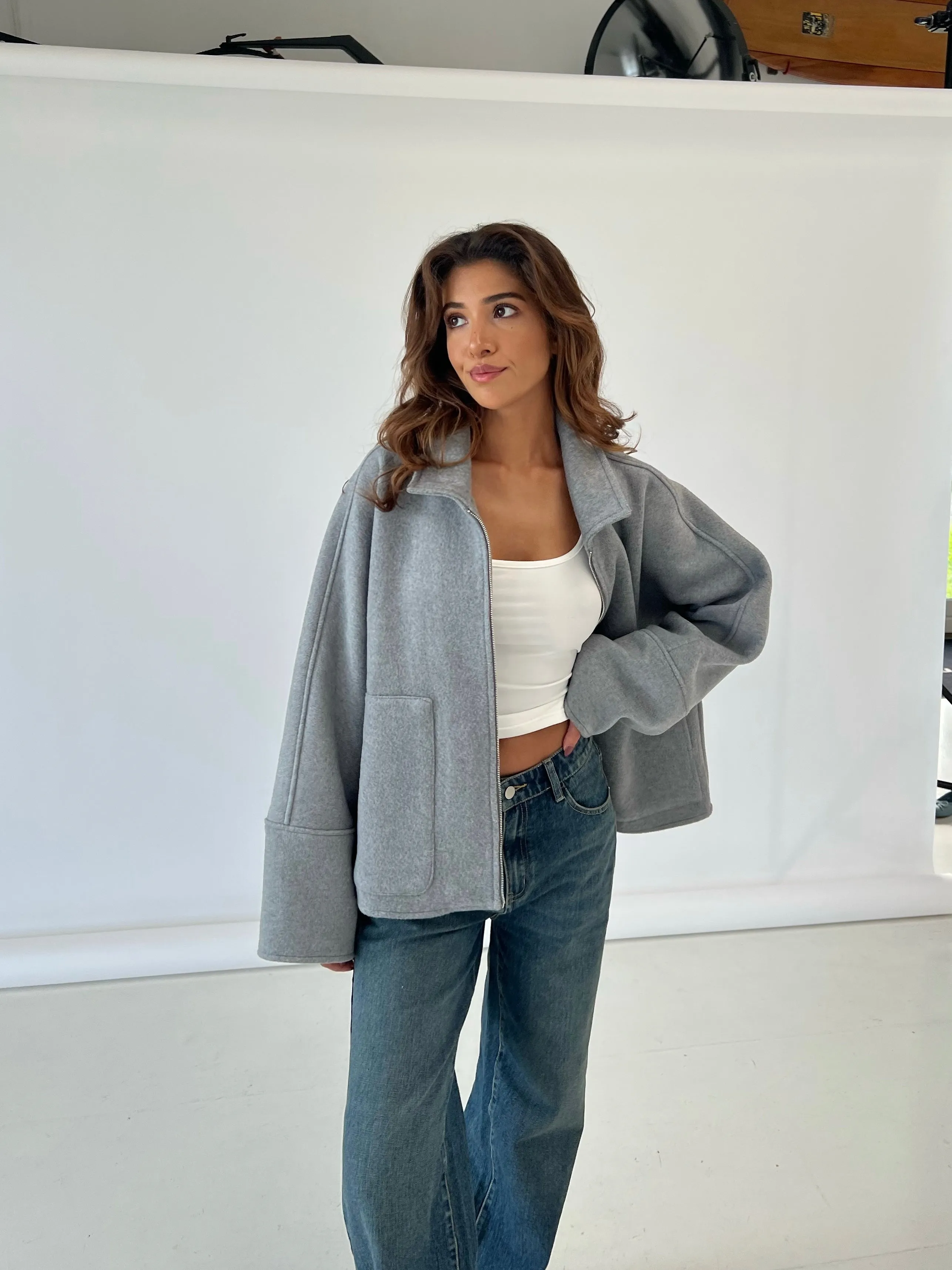 Wool zipper jacket - grey