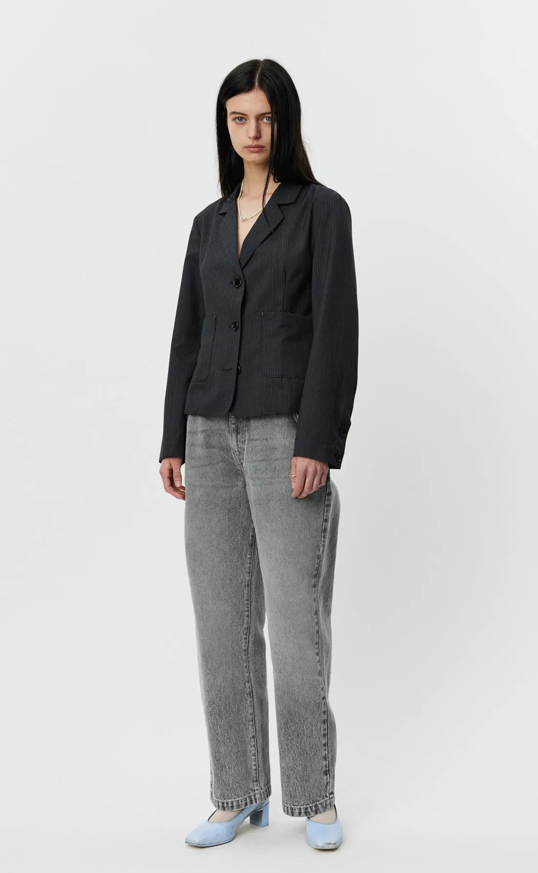 Work Blazer - Dark Grey Pinstripe