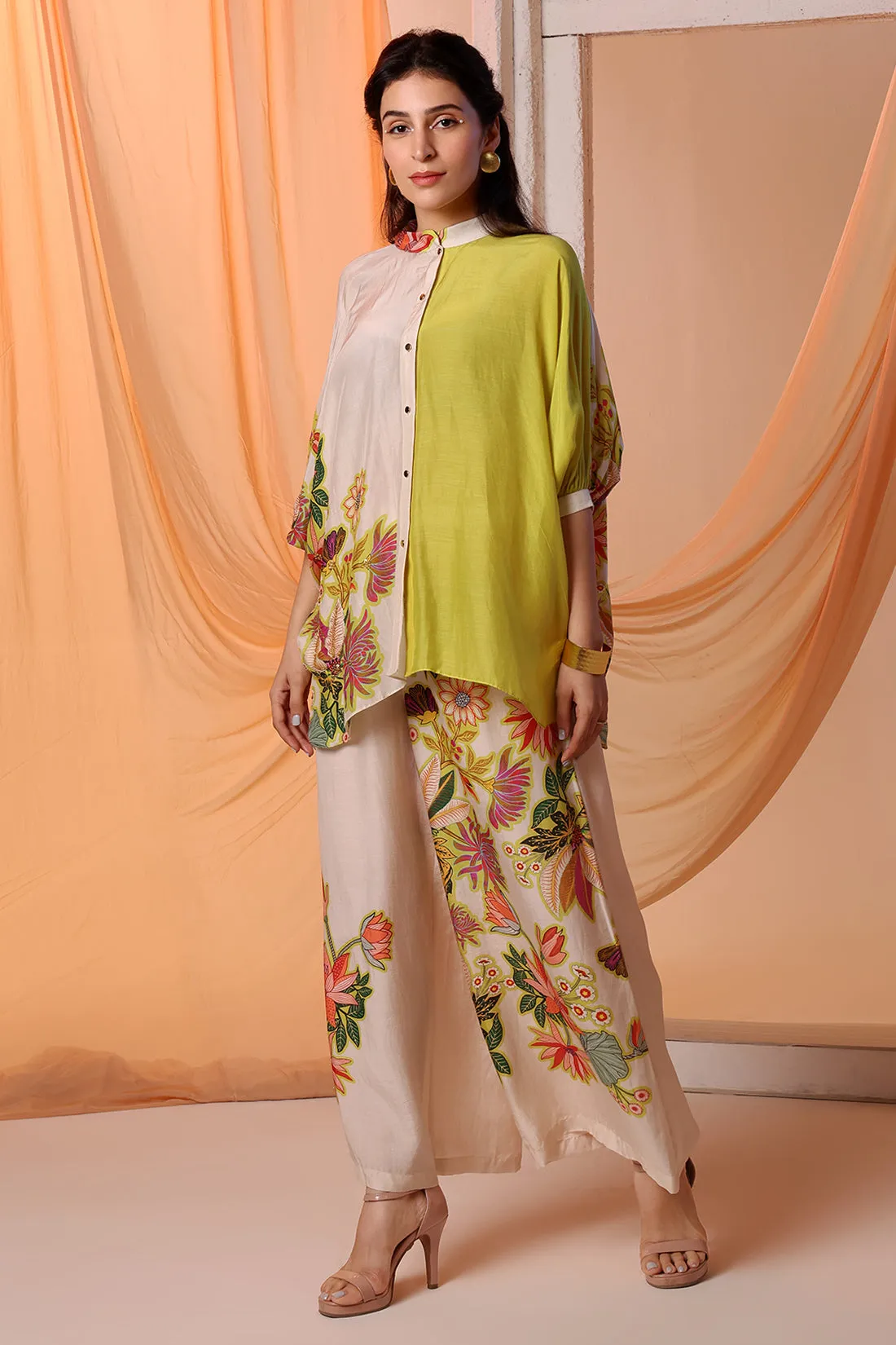 Yellow aarani embellished tunic and pants