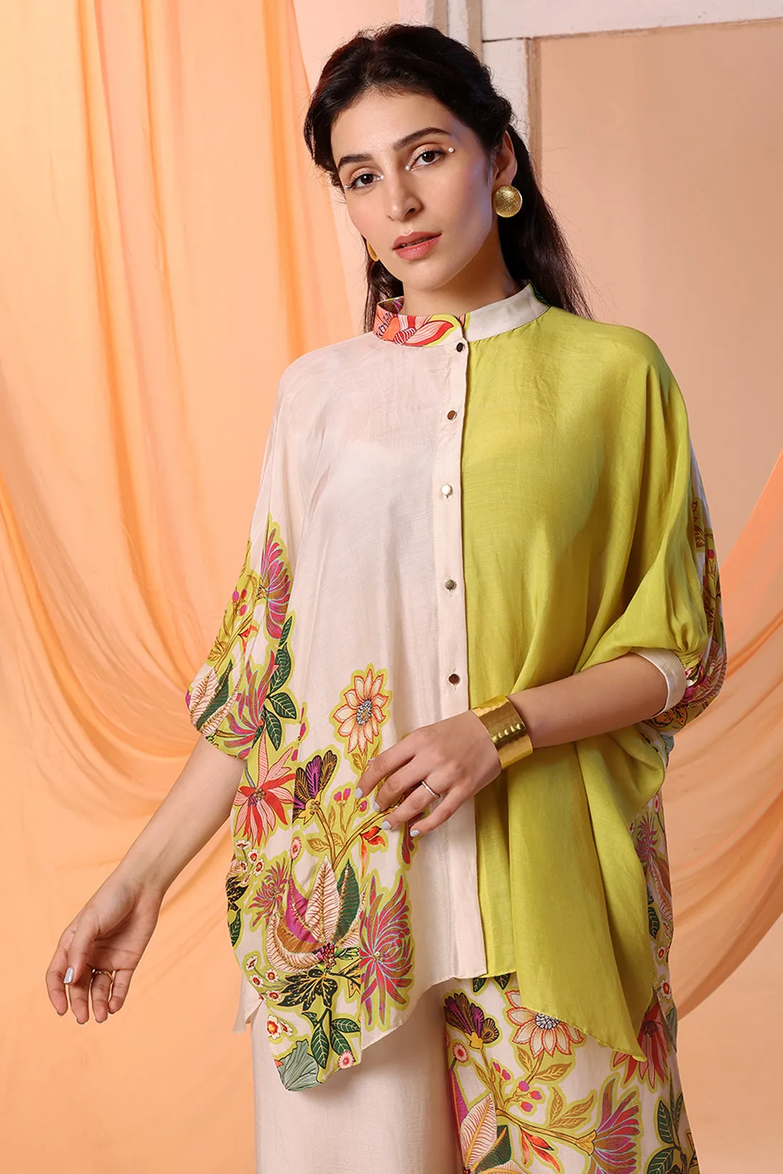 Yellow aarani embellished tunic and pants